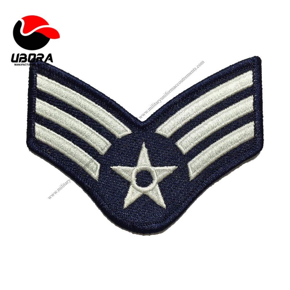 Blue and Silver Large US Air Force CHEVRON Rank U.S. Applique Embroidered Sew Iron on Emblem 